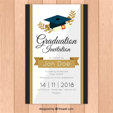 Plantilla elegante de invitación a graduación con estilo dorado