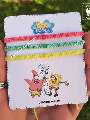 Trio De Pulseiras Bob Esponja Compre Produtos Personalizados No Elo7