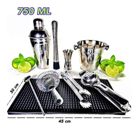 Kit Barman Profissional Coqueteleira Inox Bar Drinks 9 Pçs Frete grátis