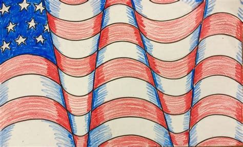 Optical Illusion American Flag Drawing