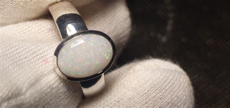 White Opal Ring In Sterling Silver Rainbowopal