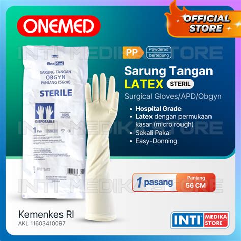 Jual ONEMED Sarung Tangan Latex Obgyn GYNAECOLOGI Steril Panjang 56cm