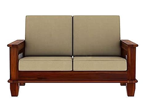 NISHA FURNITURE Solid Sheesham Wood Sofa Set 2 Seater With Cushions