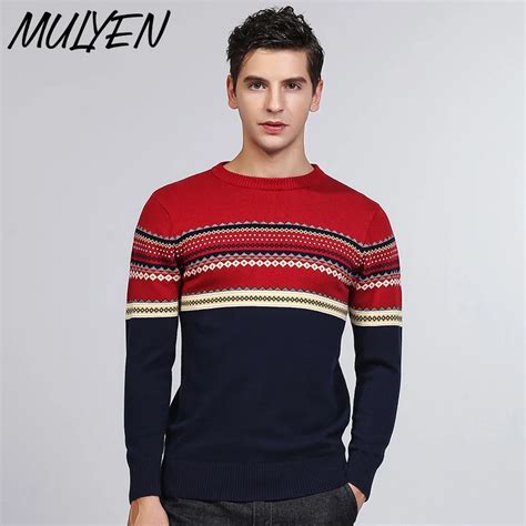 Mulyen 2017 Colorful Patchwork Sweater Men For Autumn Winter Pullover Cardigan Warm Masculino