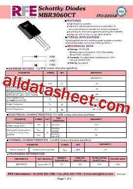 MBR3060CT Datasheet PDF RFE International