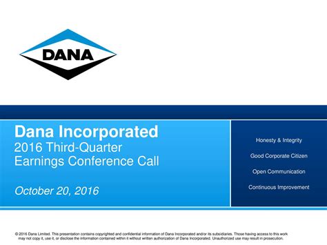 Dana Holding Corporation 2016 Q3 Results Earnings Call Slides Nyse