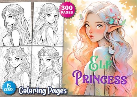 300 Elf Princess Coloring Pages For Kdp Graphic By Boo Designs