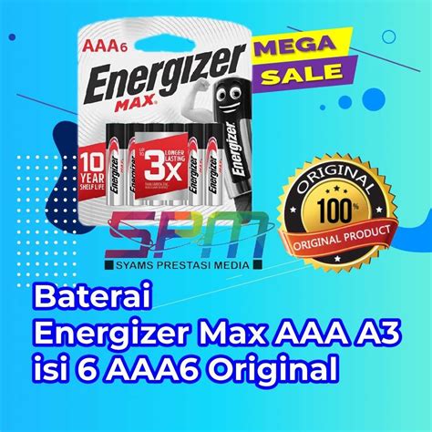 Jual Baterai Battery Batere Energizer Max Aaa A Isi Aaa