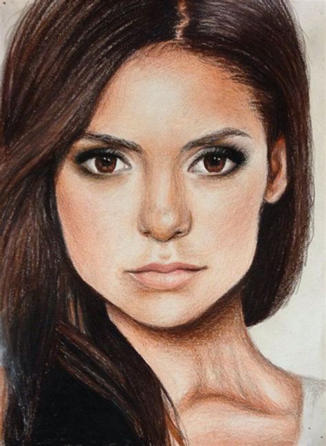 Nina Dobrev Portrait Sketches Vampire Diaries Nina Dobrev