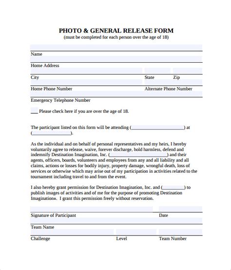 General Release Form Template