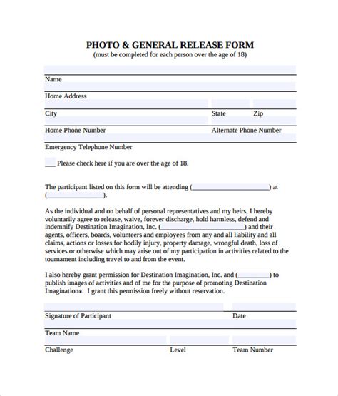 Free 10 Sample General Release Forms In Pdf Ms Word