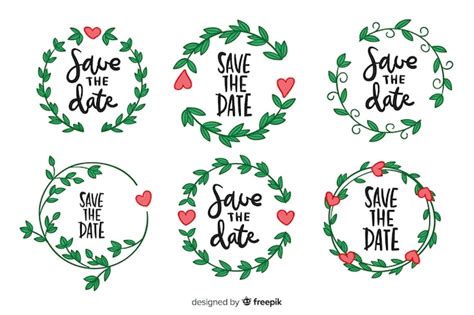 Free Vector Hand Drawn Floral Wedding Badge Collection