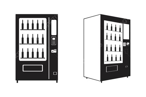 Black And White Beverage Vending Machine Front And Side View Vector