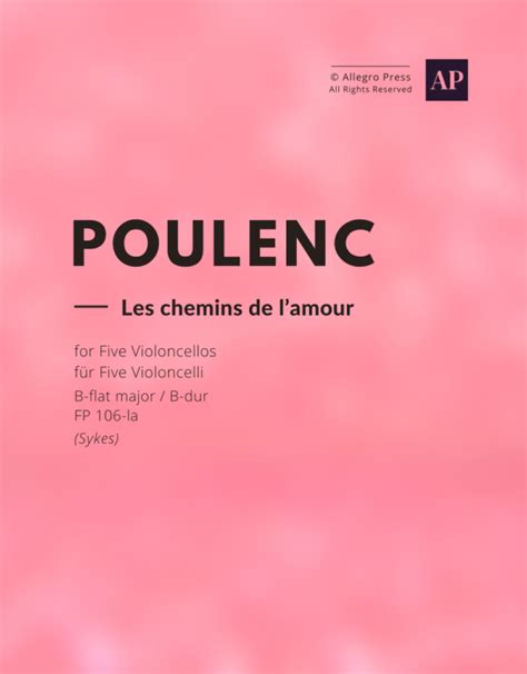 Poulenc Les Chemins De Lamour Cello Quintet