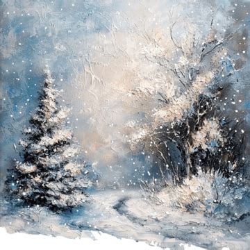 Winter Wonderland Painting With Snowy Landscapes And Christmas Tree