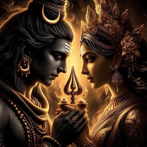 Premium Photo Lord Shiva And Parvati Closeup