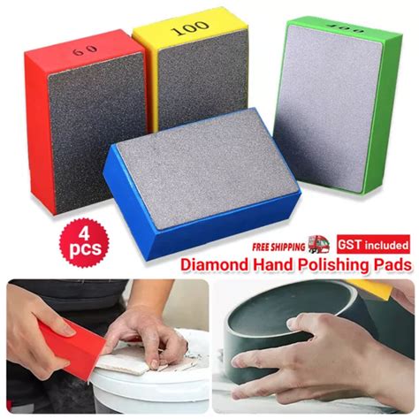 4X DIAMOND HAND Polishing Pads Tile Glass Grinding Block Pad Marble