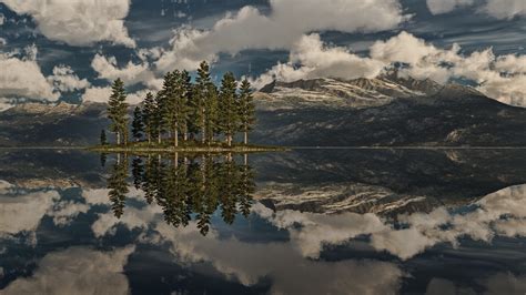 Wallpaper Pemandangan Danau Air Alam Refleksi Langit Tenang