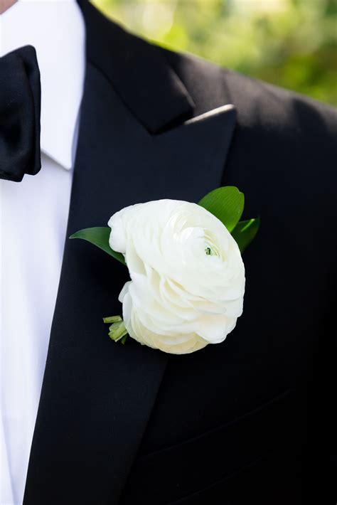 White Ranunculus Boutonniere Ranunculus Wedding Bouquet Ranunculus