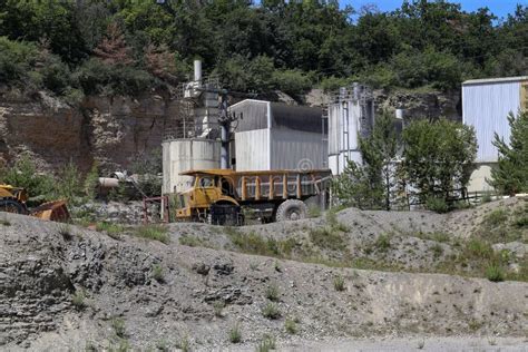 Sunny Scenery of a Sand Mining Process in an Industrial Quarry Stock ...