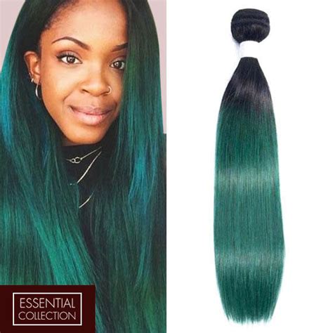 Emerald Green Human Hair Extensions Straight Ombre Sahar Hair