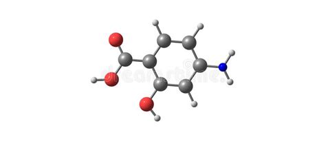 4 Aminosalicylic Acid Molecular Structure Isolated On White Stock