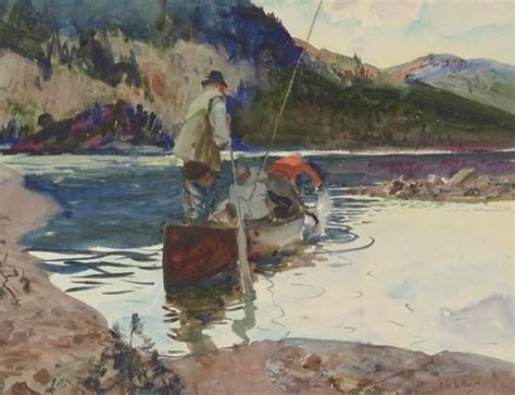 John Whorf Salmon Fishing Mutualart Water Painting Landscape