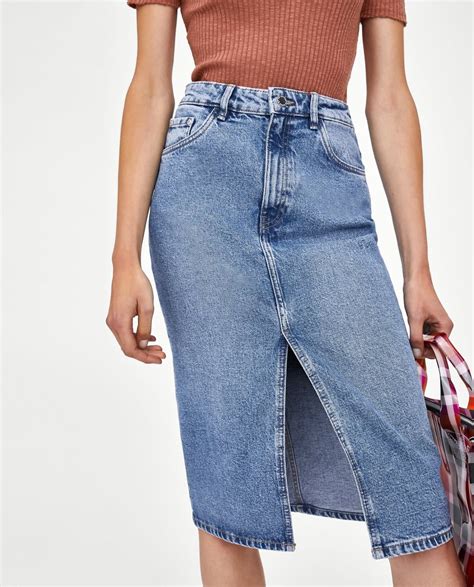 Denim Midi Skirt In 2020 Skirts Midi Skirt Denim