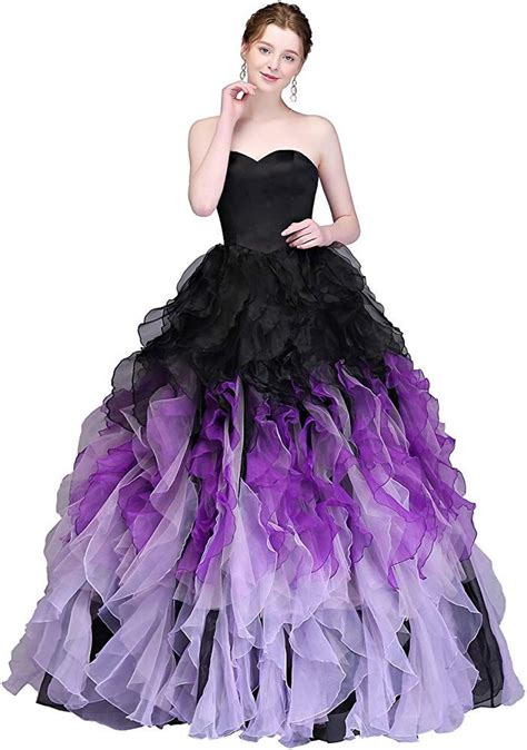 Meilis 2016 Sweethart Ball Gown Puffy Ombre Organza Prom Dresses Long Quinceanera