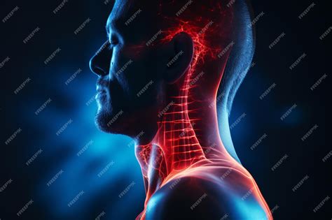 Hombre Con Dolor De Cuello Imágenes De La Estructura Del Sistema Neurológico De La Cabeza Y Las