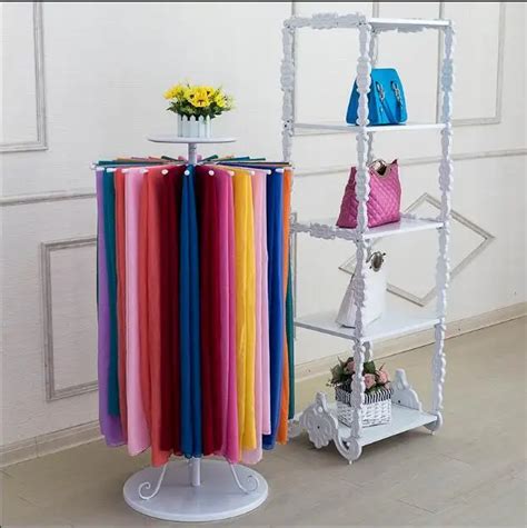 Iron round rotating scarf rack scarf rack clothing display rack towel ...