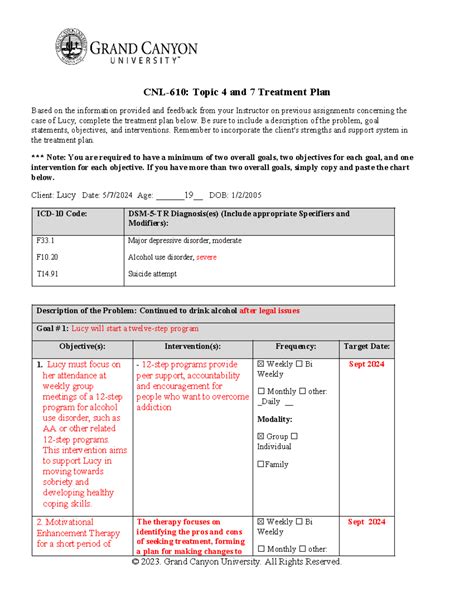 CNL 610 RS T4and T7Treatment Plan CNL 610 Topic 4 And 7 Treatment