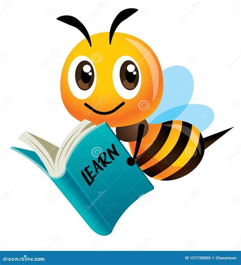 Cartoon Cute Smiling Bee Mascot Carrying A Blue Book Back To School