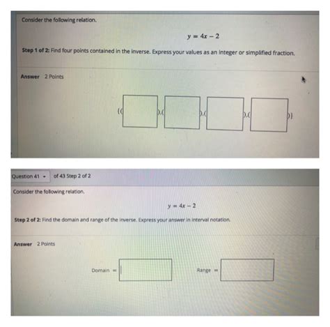 Solved Consider The Following Relation Y 4x 2 Step 1 Of