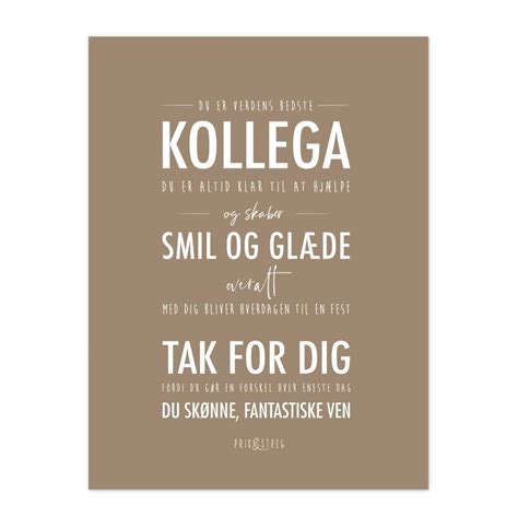 Kollega Plakat Latte Typografisk Gave Poster Fra Prik And Streg