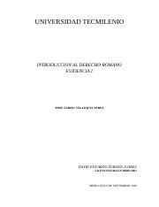 Evidencia 1 Derecho Romano Docx UNIVERSIDAD TECMILENIO INTRODUCCION