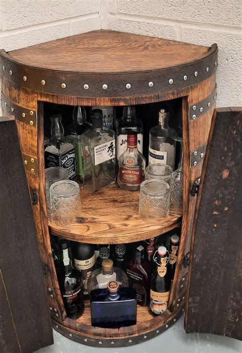 Corner Barrel Barsolid Oak Whisky Drinks Cabinethandcrafted Etsy