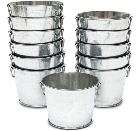 Mini Cubos Galvanizados Con Asas 4 5 X 3 5 Pulgadas 12 Uni Meses