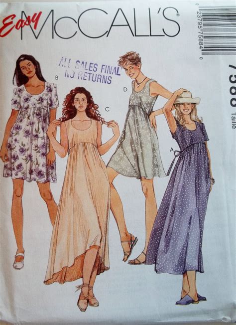 Plus Size Summer Dress Mccalls 7588 Sewing Pattern Loose Fit Scoop