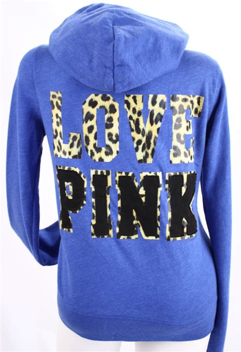 Victorias Secret Love Pink Leopard Zip Hoodie Sweatshirt Ebay