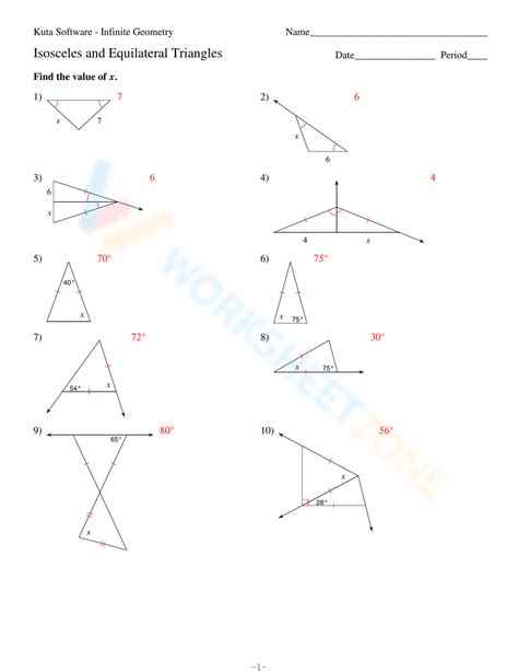 Isosceles And Equilateral Triangles Worksheet Zone