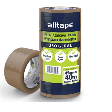 Fita Adesiva De Empacotamento Marrom Rolos Alltape Mm X M