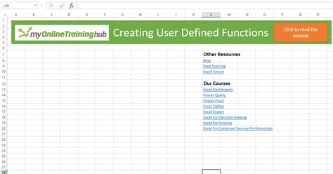 Creating A Udf User Defined Function In Excel