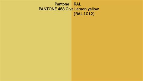 Pantone 458 C Vs RAL Lemon Yellow RAL 1012 Side By Side Comparison