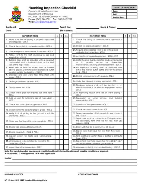 Plumbing Report Template