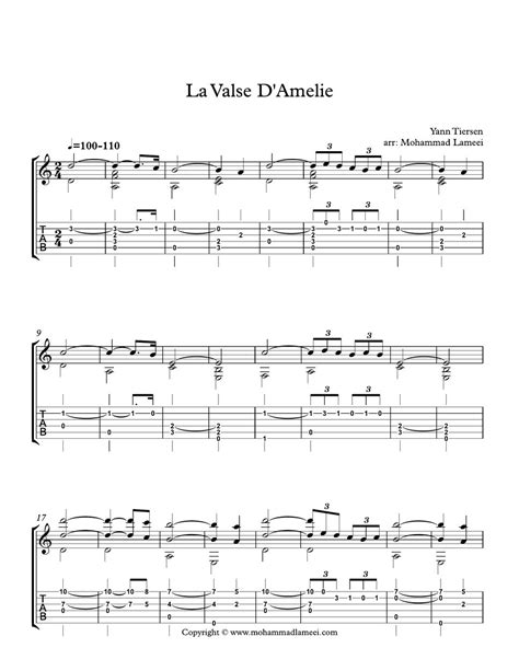 Yann Tiersen La Valse D Amélie Tab 1staff by Mohammad Lameei