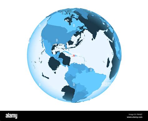 Haiti Highlighted In Red On Blue Political Globe With Transparent