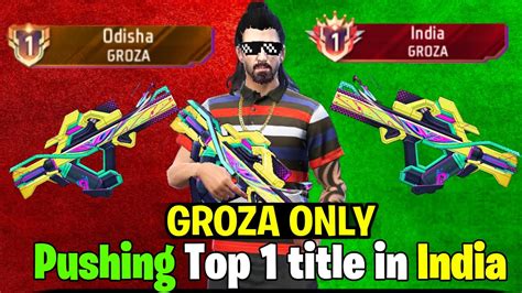 Pushing Weapon Glory Top Title In Groza Free Fire Solo Rank Push