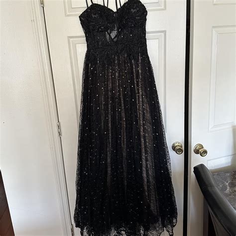 Strapless Black And Gold Evening Gown Princess Depop