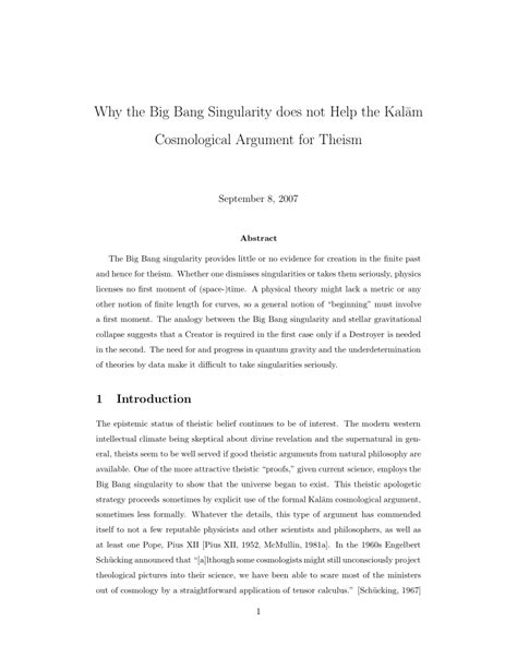 (PDF) Why the Big Bang Singularity Does Not Help the Kalam Cosmological ...